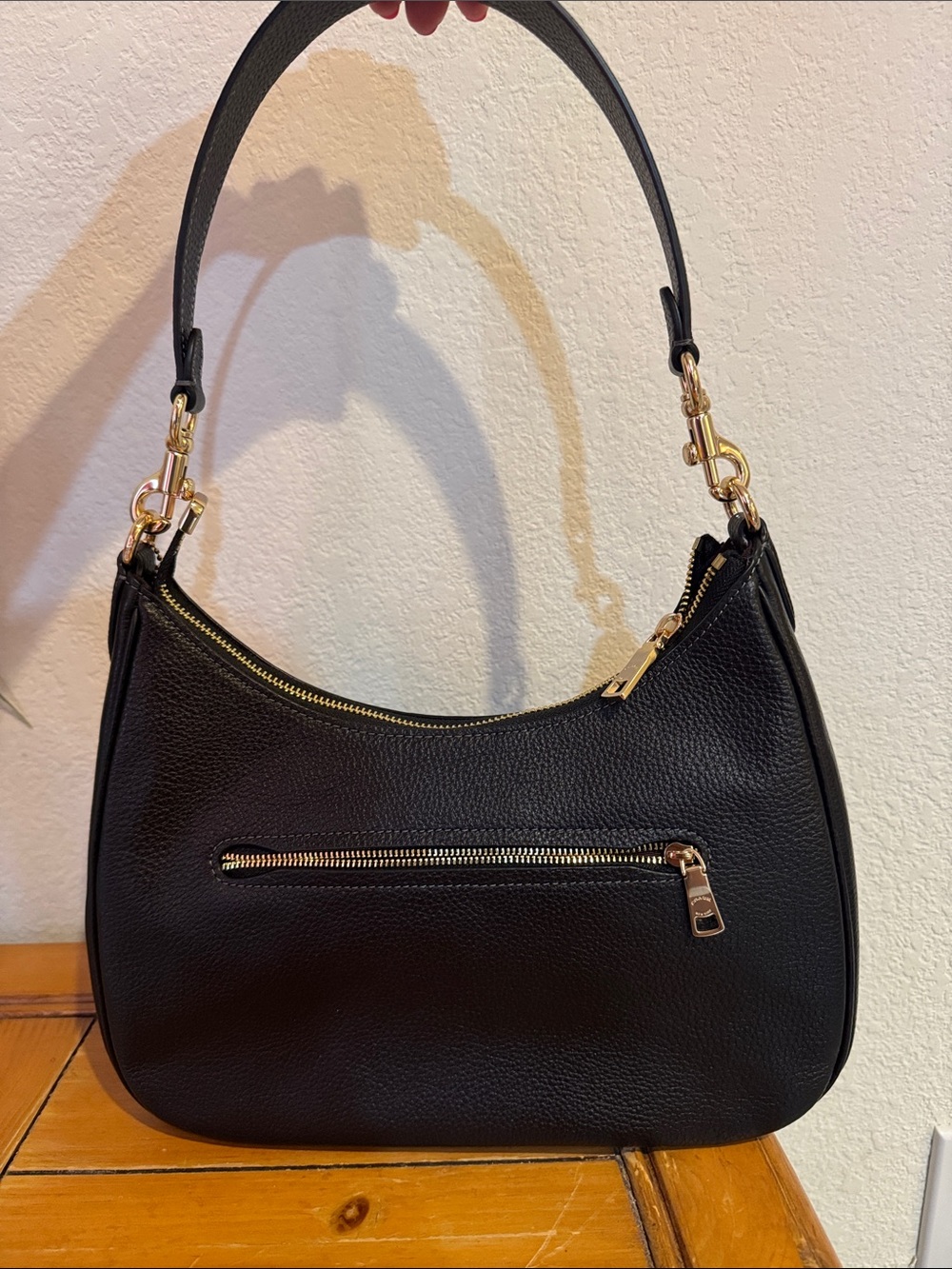Coach Black Pebbled Leather Teri Hobo with Gold Hardware - Picture 2 of 5